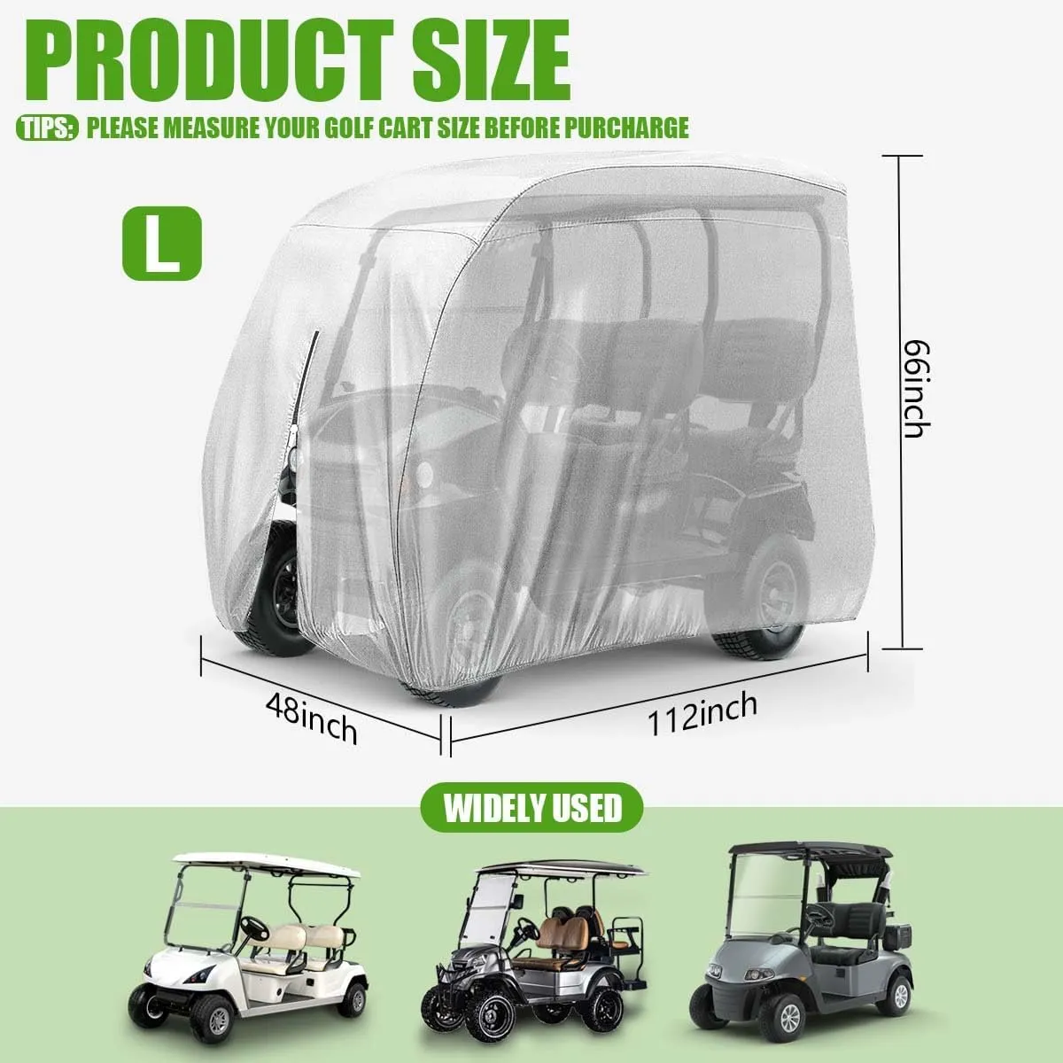 4 Passenger 420D Waterproof Golf Cart Cover fits EZ GO Club Car Yamaha, Sunproof Dustproof