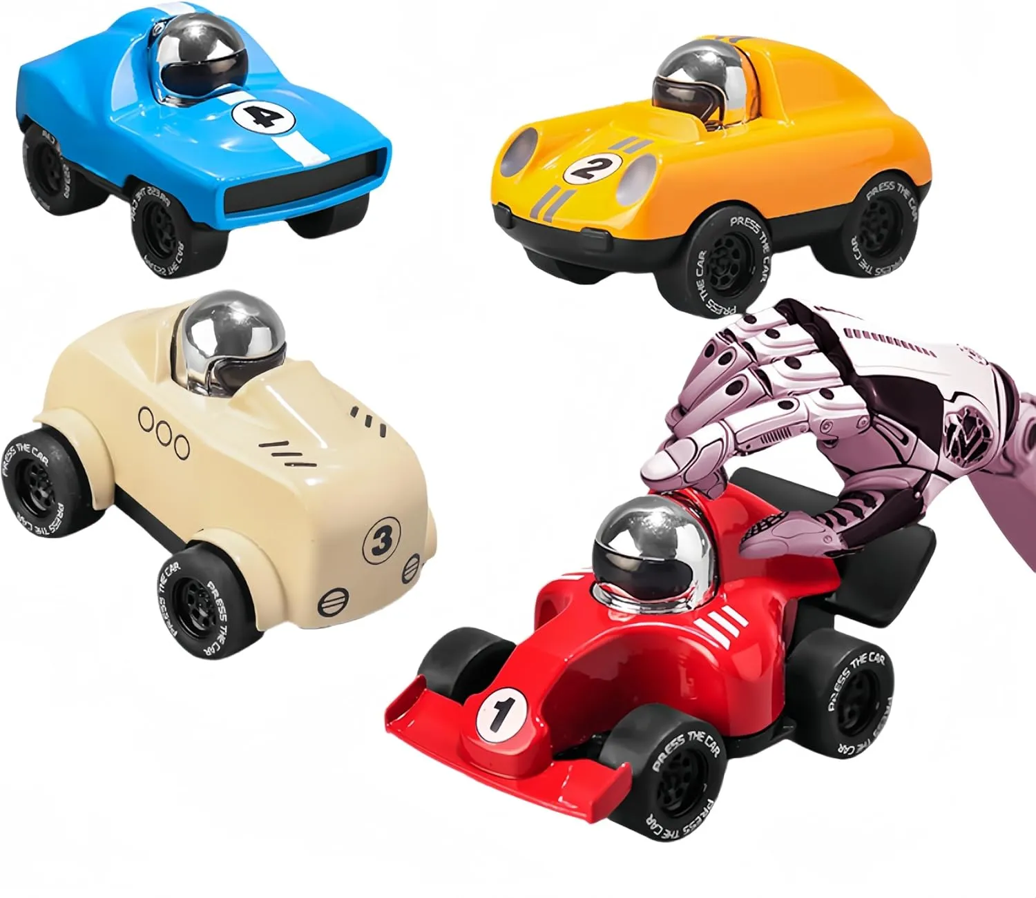 4 PCS Press Go Forward Alloy Toy Car Pull Back Car Toy Vehicle Set Boys Girls Kids Toy Set Christmas Children's Day Halloween Toys