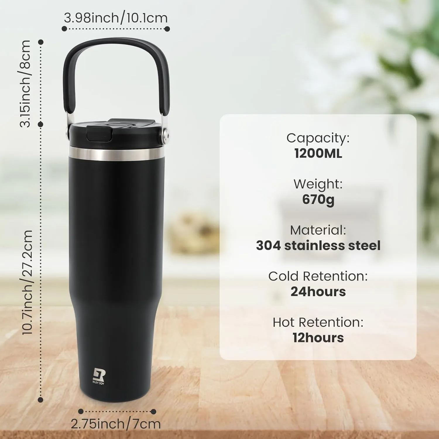 40 oz 2.0 Stainless Steel Tumbler with Leak-Proof Lid and Straw, Double-Wall Vacuum Insulated Travel Mug for Coffee, Iced Tea, or Water - Ideal for Commutes and Outdoor