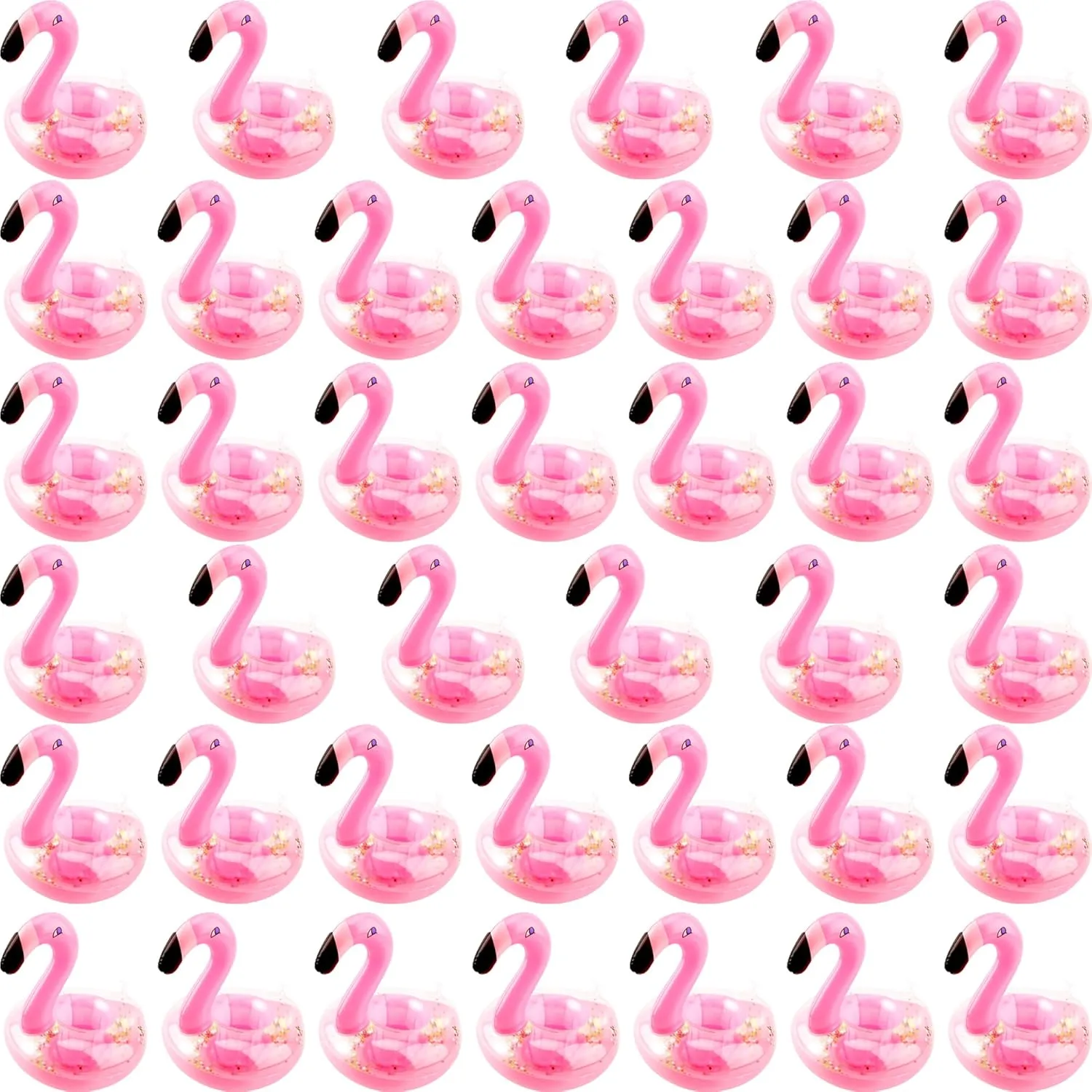 40 Pack Inflatable Flamingo Drink Holder Glitter Confetti Pink Flamingo Drink Floats Sparkling Blow Up Flamingo Cup Holder for Summer Pool Beach Hawaiian Party Toys