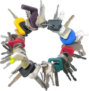 45 Multi-Type Equipment Key Set, Heavy Construction Original Equipment Master Keys Compatible with CAT Case JCB Volvo JLG JD Yanmar Takeuchi Genie Gradal Terex Yanmar Kubota Toyota Komatsu