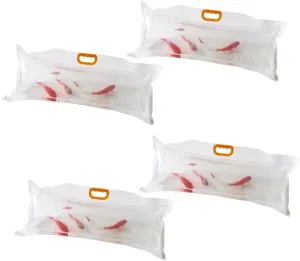 4pcs Seafood Packing Bags for Live Fish Oxygen Filling Pouches Random Handle Color for Supermarkets and Food Services Random Color