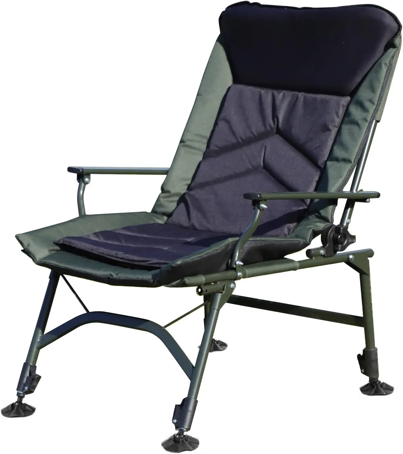 5-Position Adjustable Reclining Camping Lounge Chair – Heavy-Duty Foldable Outdoor Chair for Camping, Beach & Hiking, 33.86"L x24.41"W x34.25"H Portable Folding Design with Reinforced Steel Frame