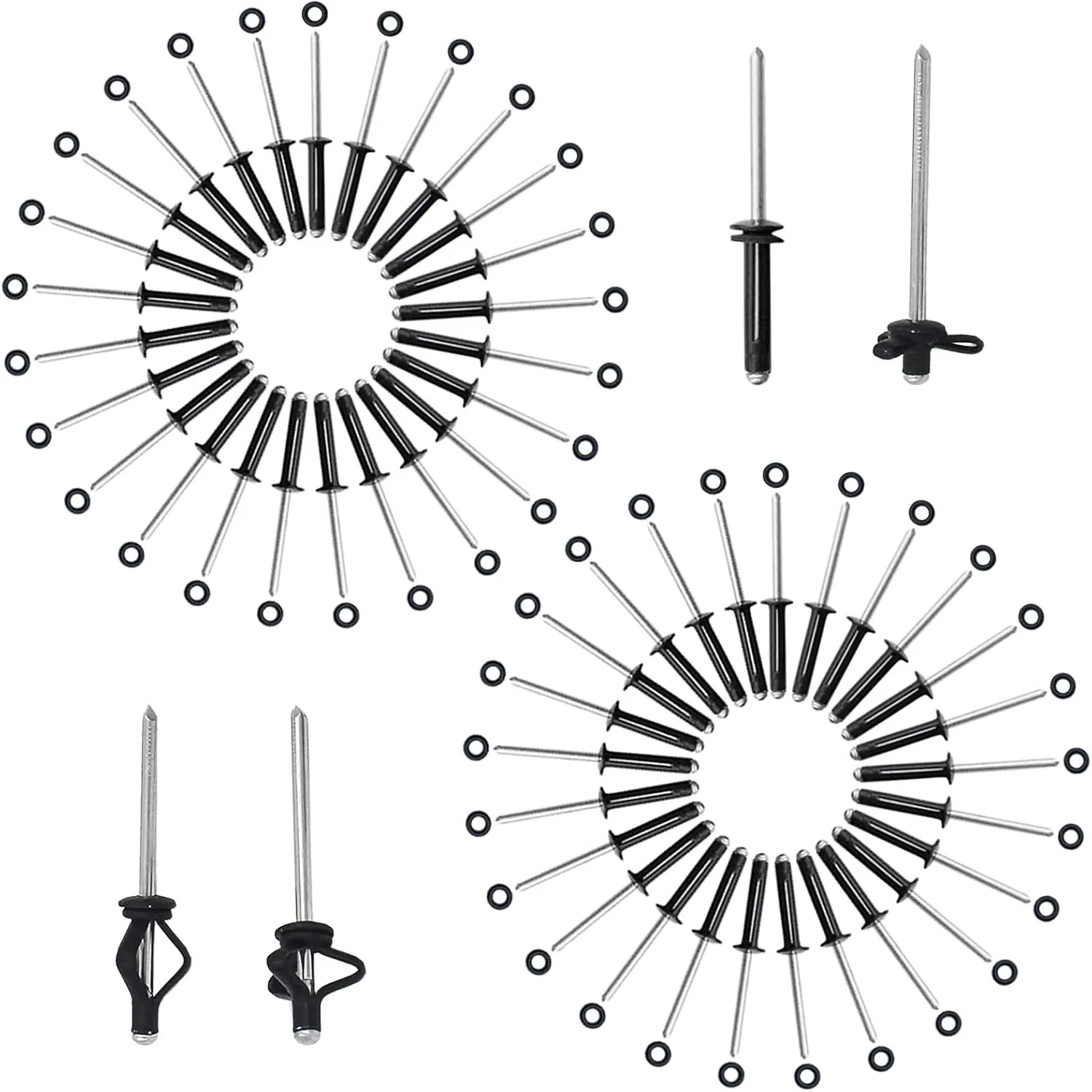 50 Set of 3/16" Long Grip Tri-Grip Rivets Tri-Fold Tri Bulb Mounting Rivet with Waterproof O Rings for Deep Water Installing Kayak Canoe and Boat Accessories etc