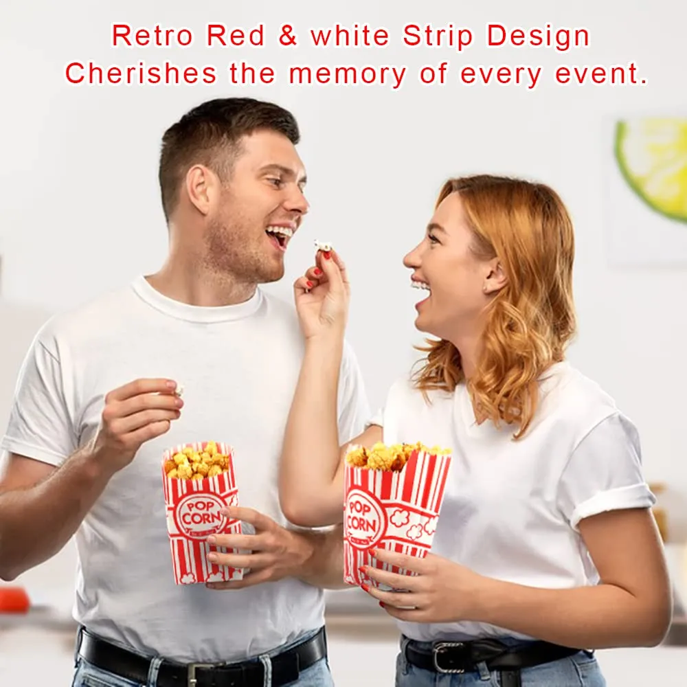 500 Pcs 1 OZ Popcorn Bags Red and white Bulk Popcorn Bags for individual servings Small Paper Bag for Movie, Theater, Carnival Party, Decorations