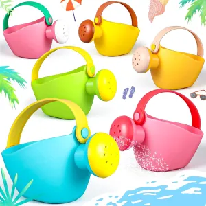 6 Pcs Watering Can Set Small Plastic Beach Watering Can Bath Toy Toddler Gardening Equipment Toy for Girl Boy Beach Outdoor Garden