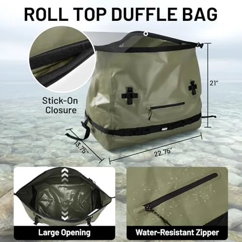 60L Large Waterproof Duffel Bag Rolltop Dry Backpack Duffle Bags for Kayaking,Camping