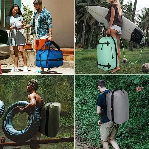 60L Large Waterproof Duffel Bag Rolltop Dry Backpack Duffle Bags for Kayaking,Camping