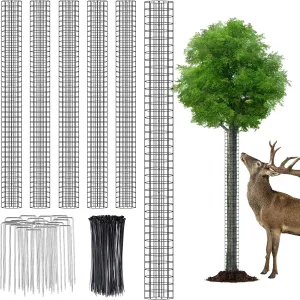 6PCS 48'' Metal Tree Bark Protector Guard, Mesh Tree Trunk Protectors, Tree Protectors from Deer, Metal Tree Trunk Protector to Protect Bark from Rodents Mowers with Zip Ties & Metal Stakes