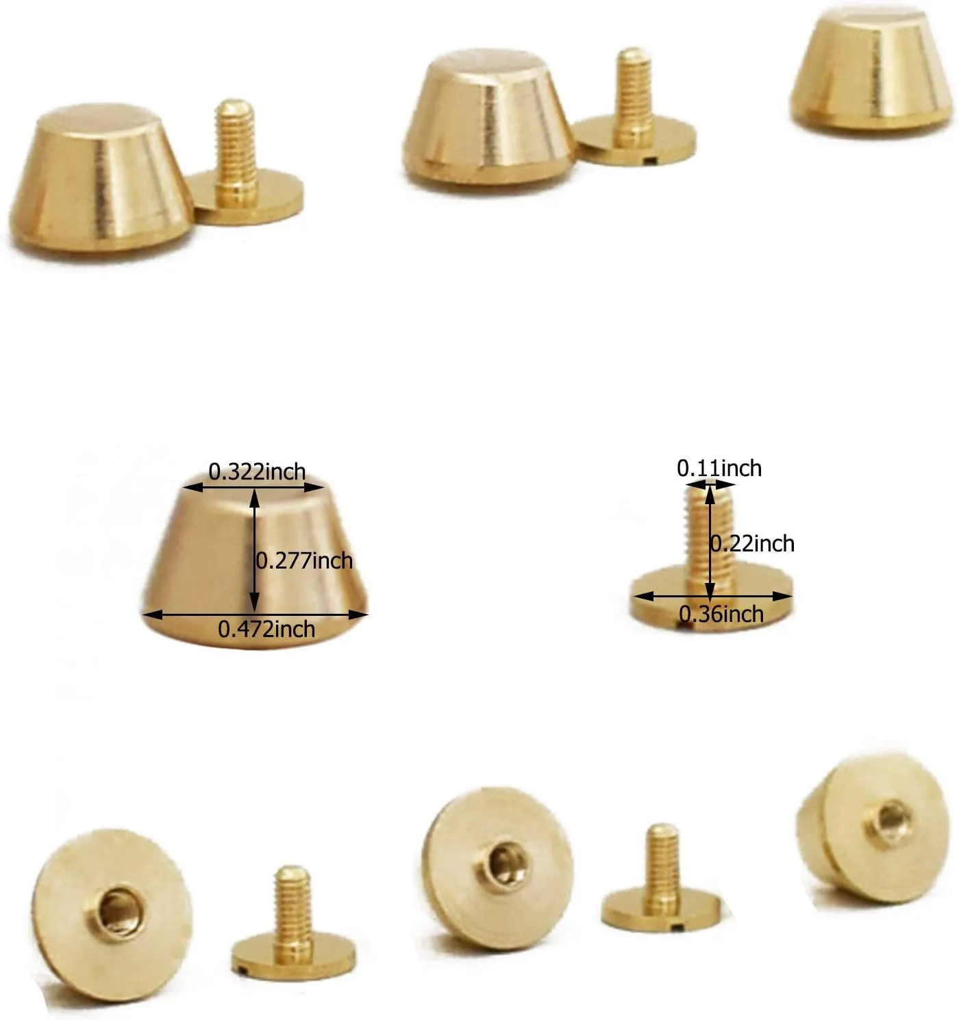6Pcs Handbag Purse Feet, Round Metal Brass Studs Screw-Back Feet for Purses,Totes