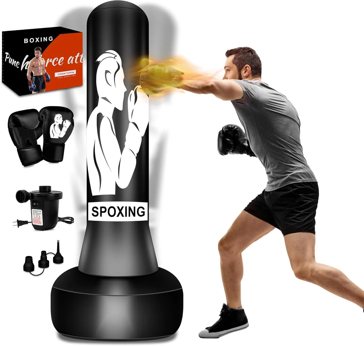 70" Freestanding Heavy Punching Bag with Adjustable Stand, Perfect for Boxing, MMA, Muay Thai, Karate, and Fitness Training for Adults, Men, Women, and Beginners