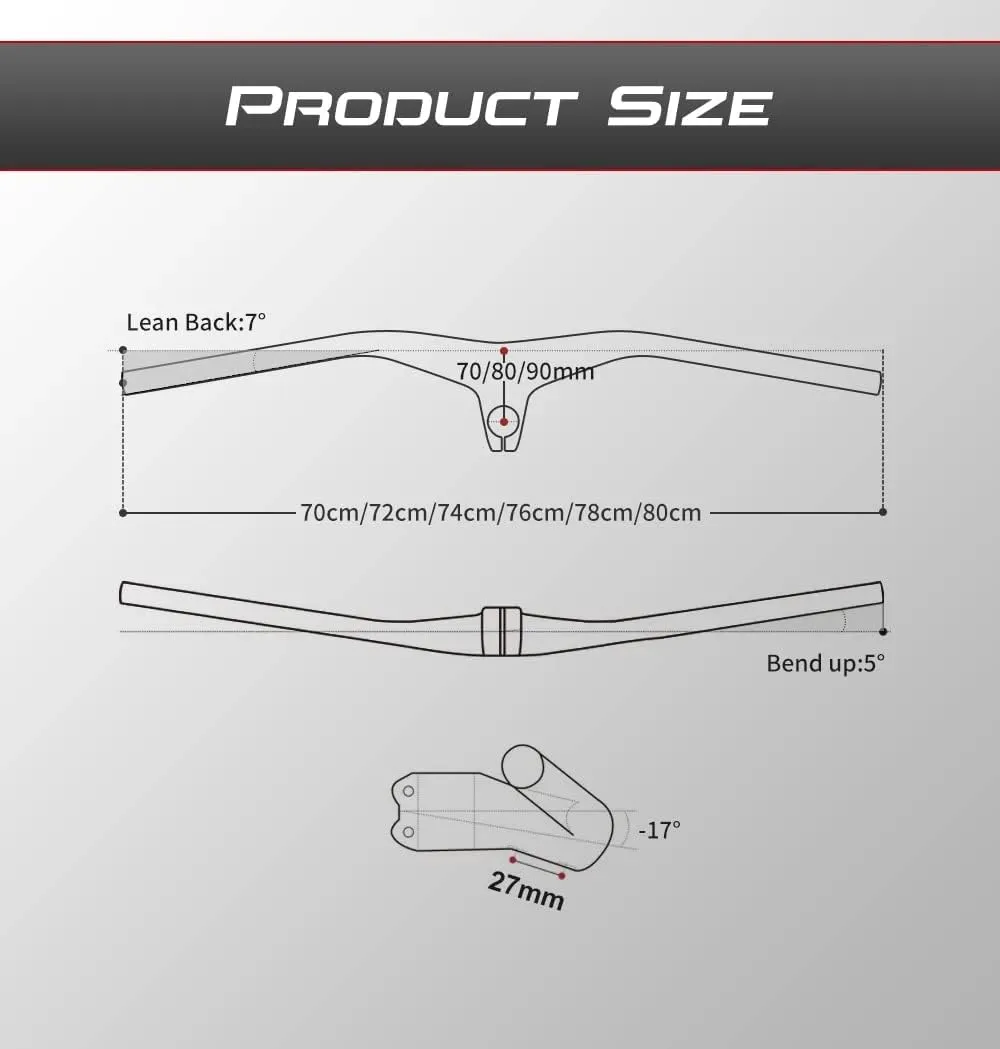740mm bike handlebars MTB carbon fiber handlebars integrated stem handlebar 1-1/8" Sweep Angle 7 degree mountain bike handlebars 90mm 70/72/74/76/78/80cm