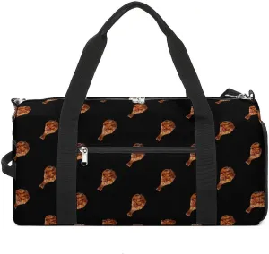 A Juicy Grilled Chicken Leg Funny Gym Bag Travel Tote Bag Duffel Bag with Shoe Compartment for Weekender Sports Vacation