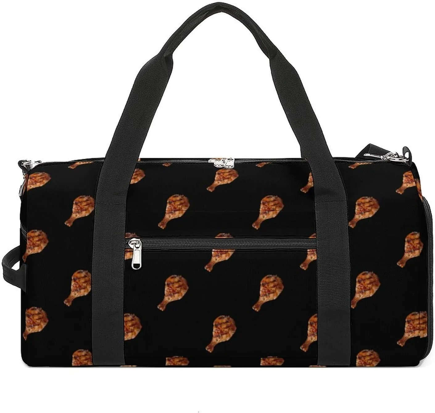 A Juicy Grilled Chicken Leg Funny Gym Bag Travel Tote Bag Duffel Bag with Shoe Compartment for Weekender Sports Vacation