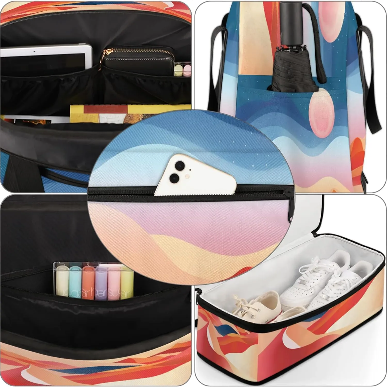 Abstract Moon DesertTravel Duffel Bags for Women & Men Large Sports Gym Bags Foldie Weekender Overnight Bag Carry On Tote Bag With Shoe Compartment Personal Item Bag for Travel Sports Gym