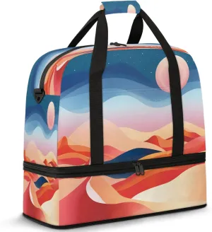 Abstract Moon DesertTravel Duffel Bags for Women & Men Large Sports Gym Bags Foldie Weekender Overnight Bag Carry On Tote Bag With Shoe Compartment Personal Item Bag for Travel Sports Gym