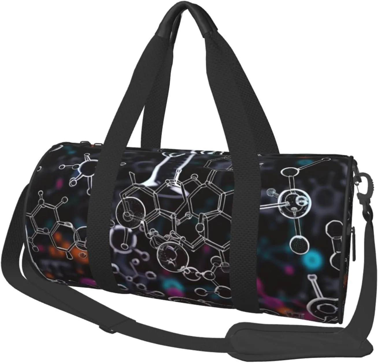 Abstract Science Chemistry Illustration 3D Printed Sports Gym Bag for Men Women Foldable Duffel Bag Carry On Weekender Bag for Travel Sports