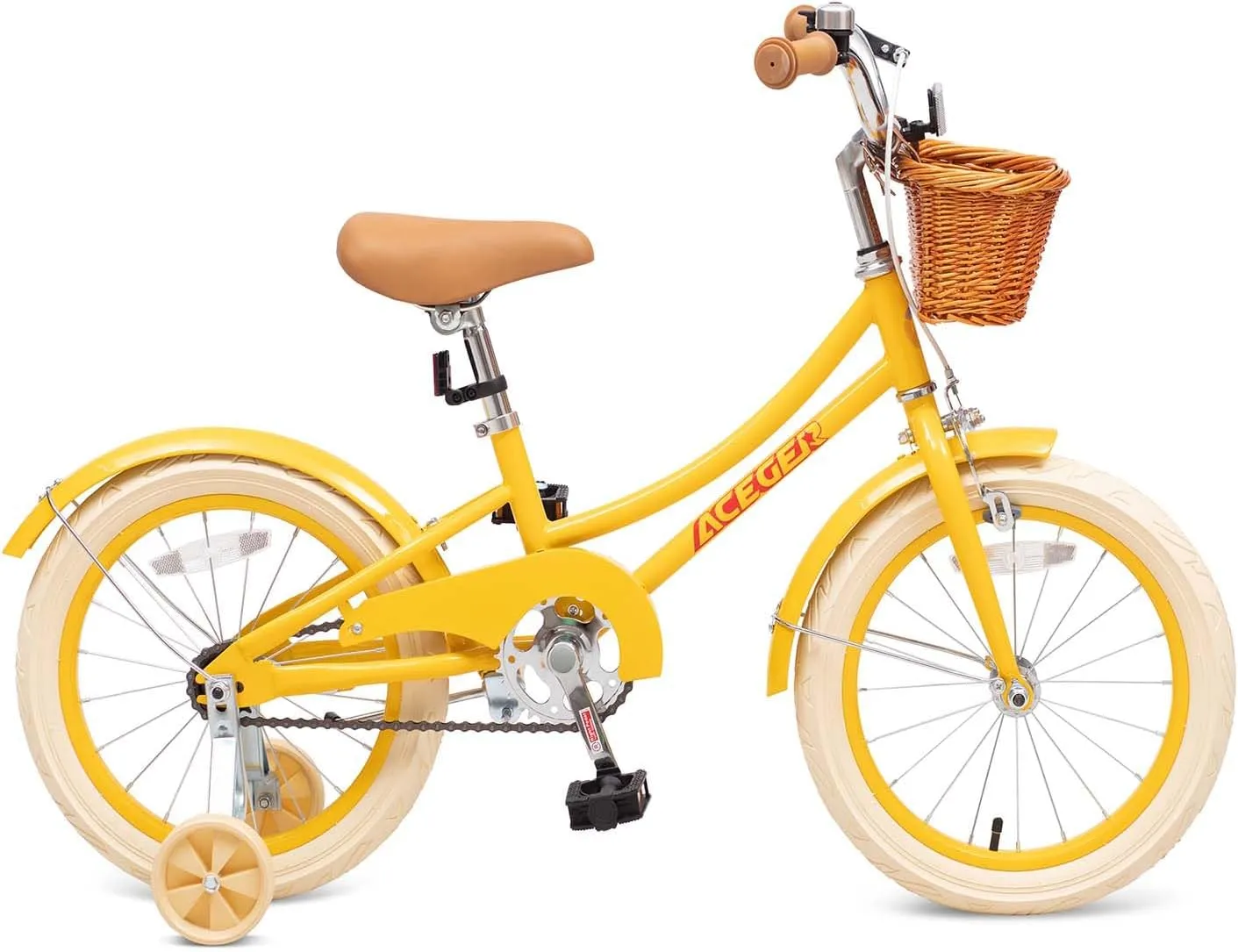 ACEGER Girls Bike with Basket, Kids Bicycle for 3-13 Years, Included Coaster Brake & Caliper Brake, 14 16 18 Inch with Training Wheels, 20 24 26 Inch with Kickstand but no Training Wheels