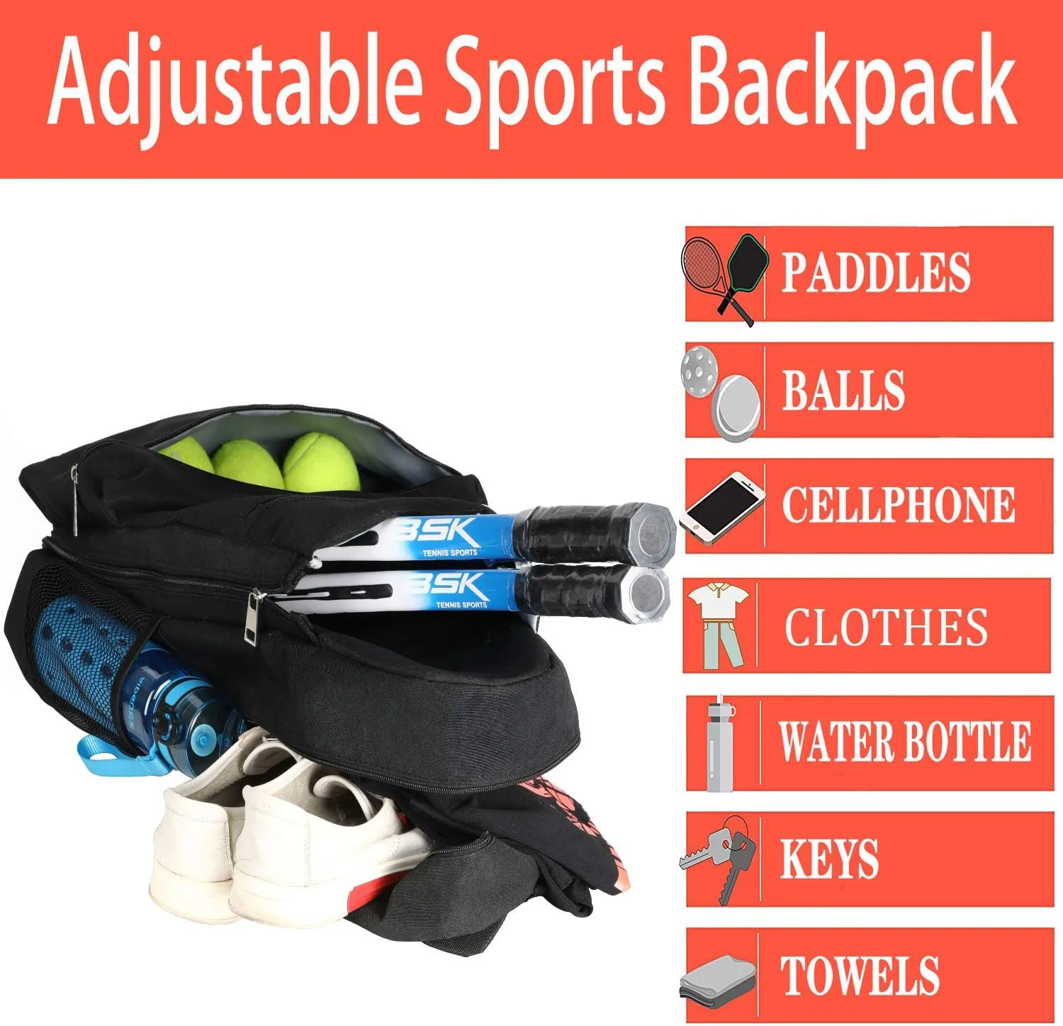 ACOSEN Tennis Bag Tennis Backpack - Large Tennis Bags for Women and Men to Hold Tennis Racket,Pickleball Paddles, Badminton Racquet, Squash Racquet,Balls and Other Accessories