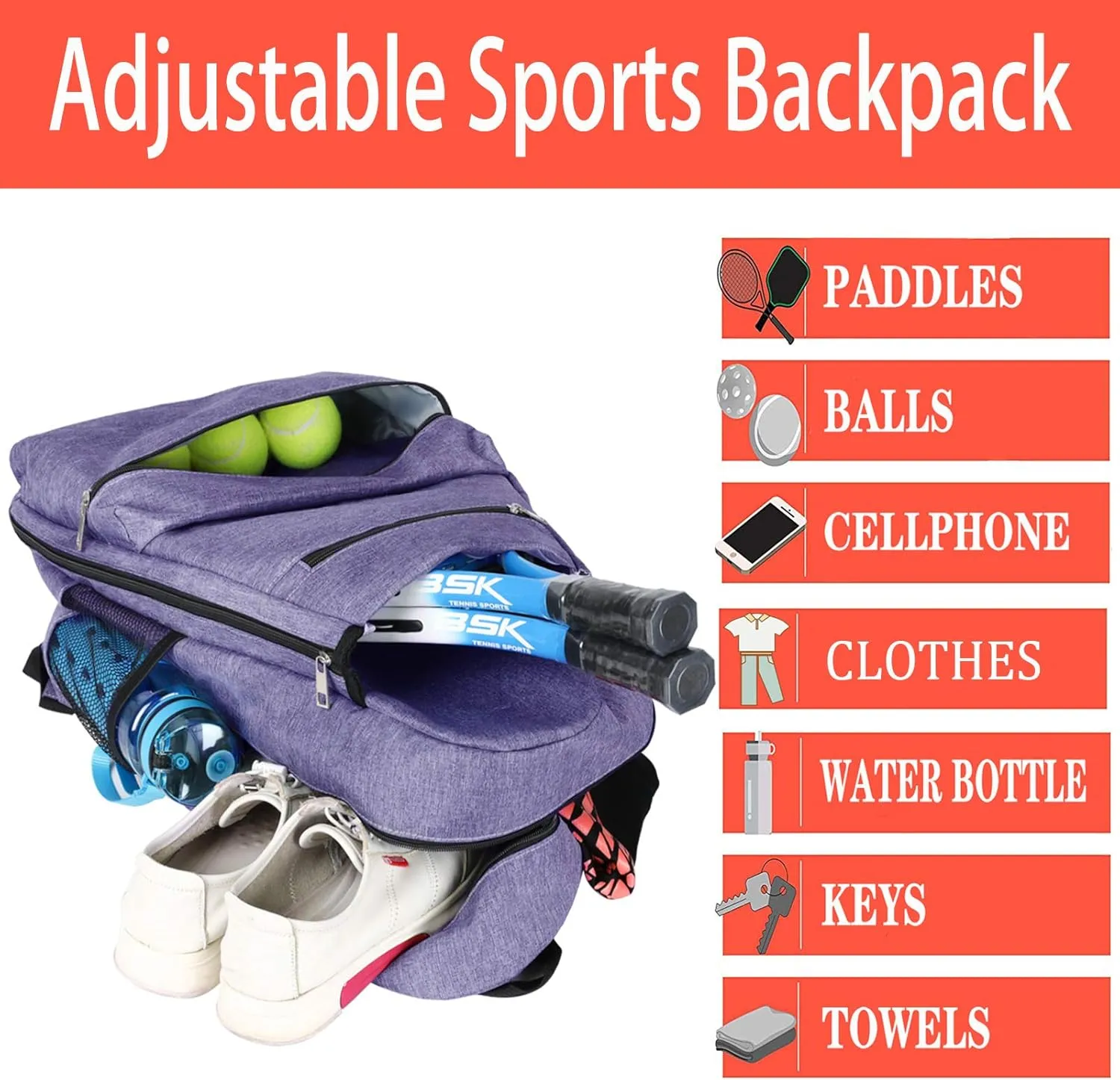 ACOSEN Tennis Bag Tennis Backpack - Large Tennis Bags for Women and Men to Hold Tennis Racket,Pickleball Paddles, Badminton Racquet, Squash Racquet,Balls and Other Accessories