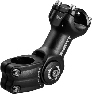 Adjustable Bike Stem 25.4/31.8 0-60 Degree 90/110/130mm Length Bicycle Stem Riser for Handlebar- Black Aluminum Alloy