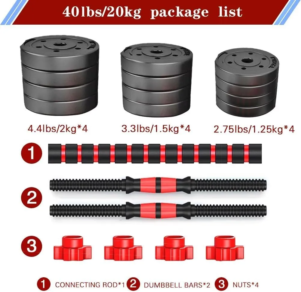 Adjustable-Dumbbells-Sets,Free Weights-Dumbbells Set of 2 Convertible To Barbell A Pair of Lightweight for Home Gym,Women and Men Equipment