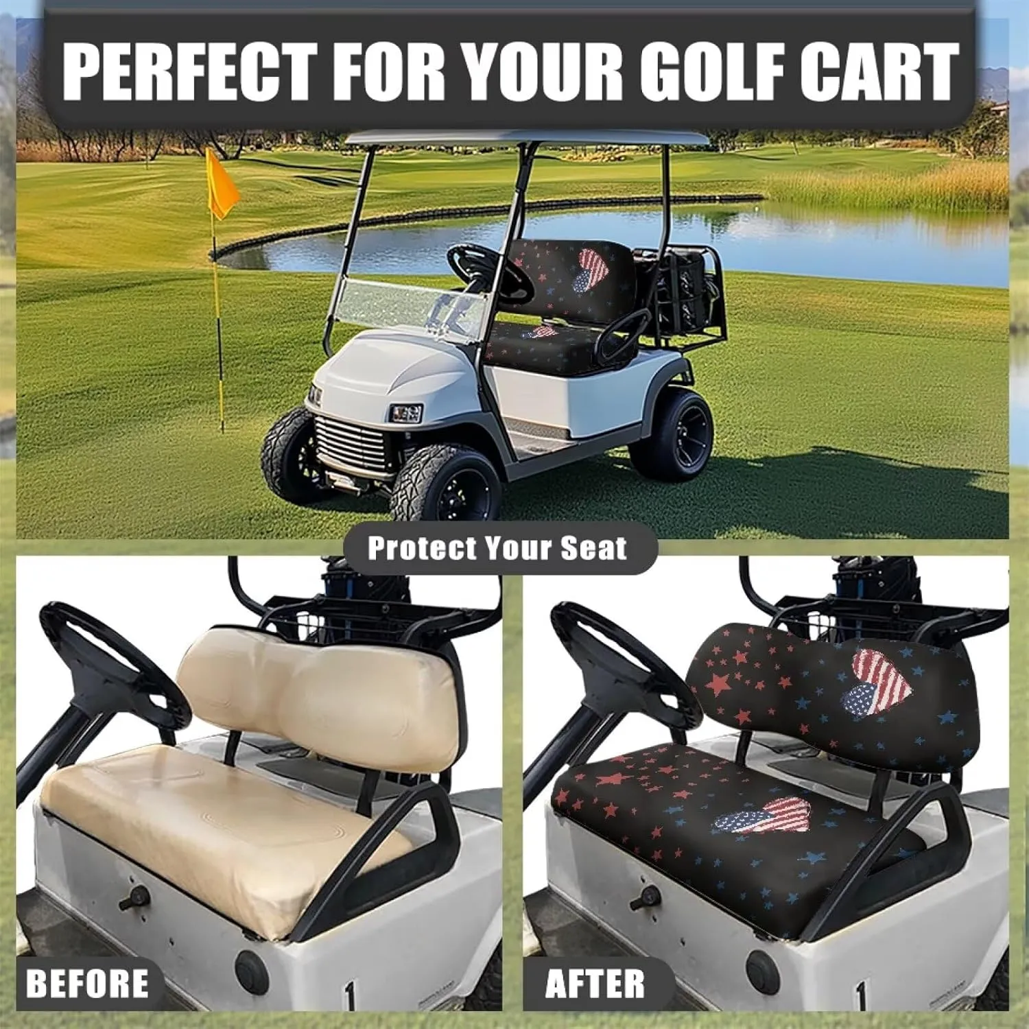 AFPANQZ Golf Cart Seat Cover for Summer - Breathable, Anti-Hot, Waterproof Easy to Install and Clean Golf Cart Blanket