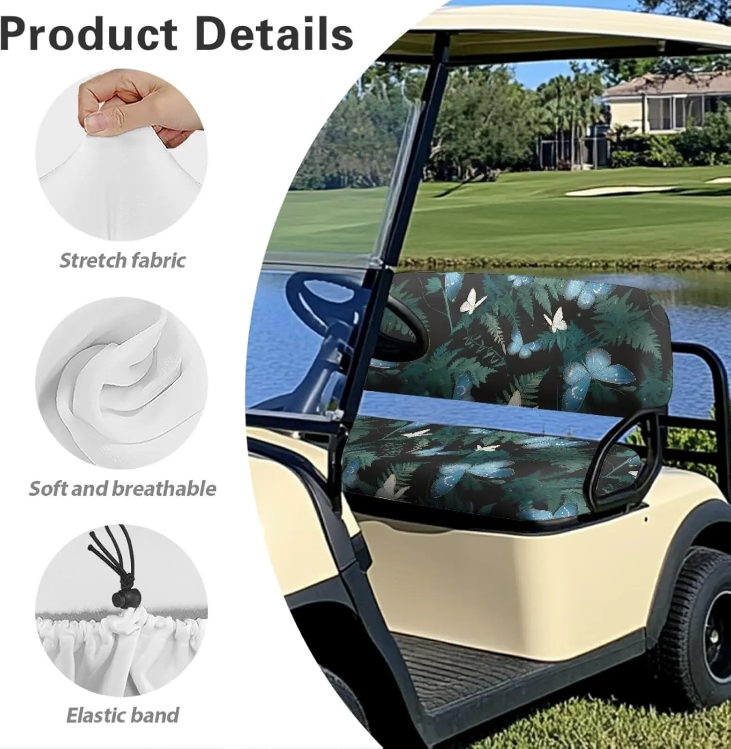 AFPANQZ Golf Cart Seat Cover - Universal Fit for Most 2-Person Golf Carts Washable Golf Cushion Protection Cover