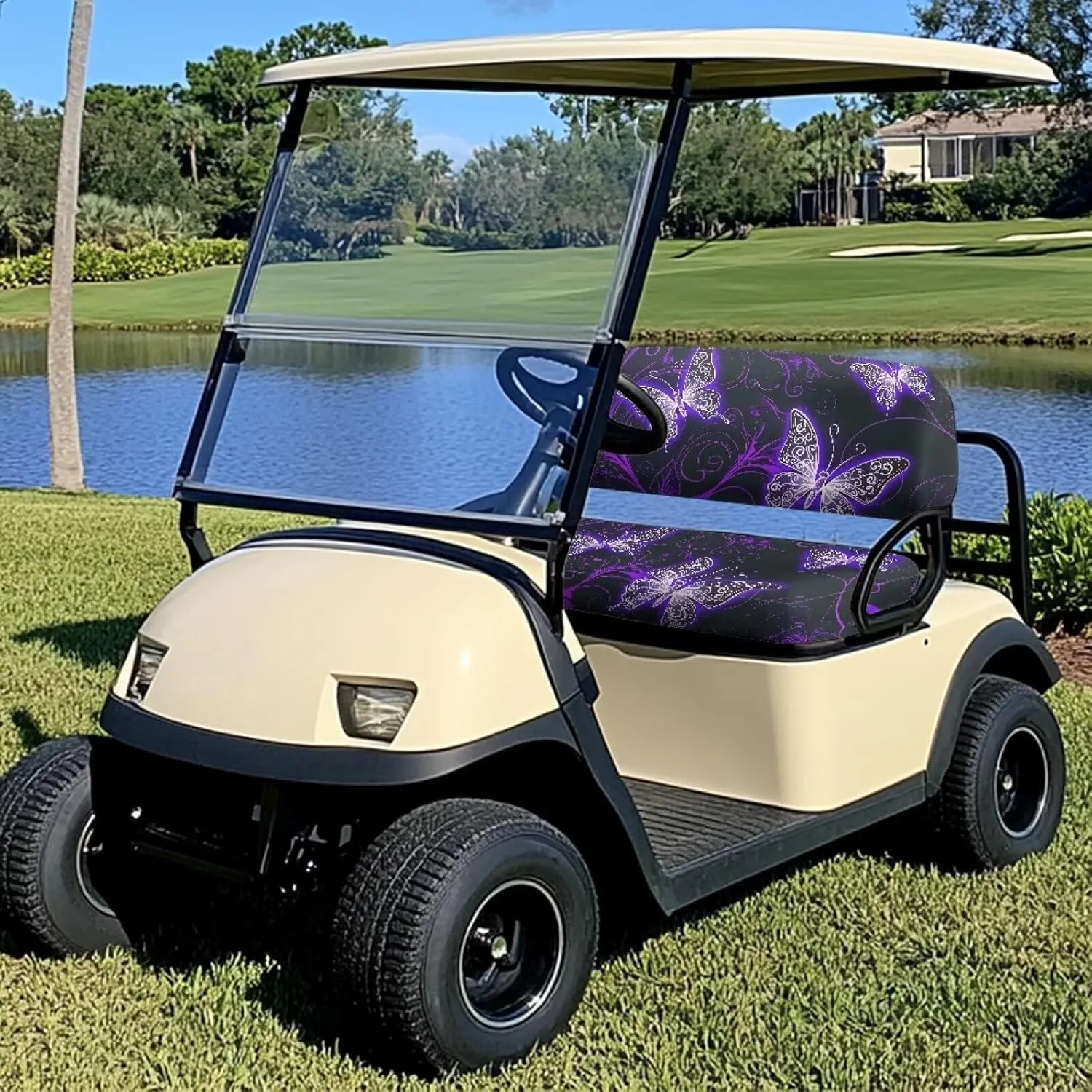 AFPANQZ Golf Cart Seat Cover - Universal Fit for Most 2-Person Golf Carts Washable Golf Cushion Protection Cover
