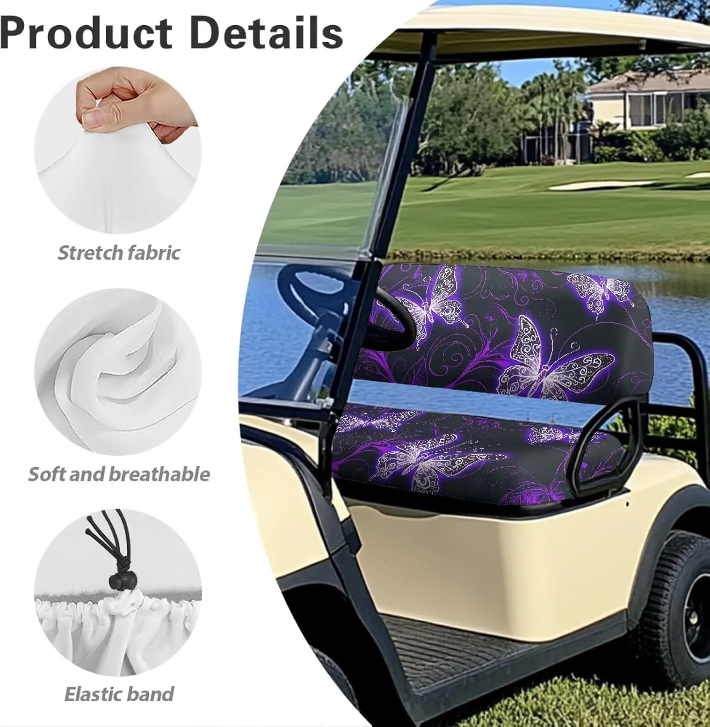 AFPANQZ Golf Cart Seat Cover - Universal Fit for Most 2-Person Golf Carts Washable Golf Cushion Protection Cover