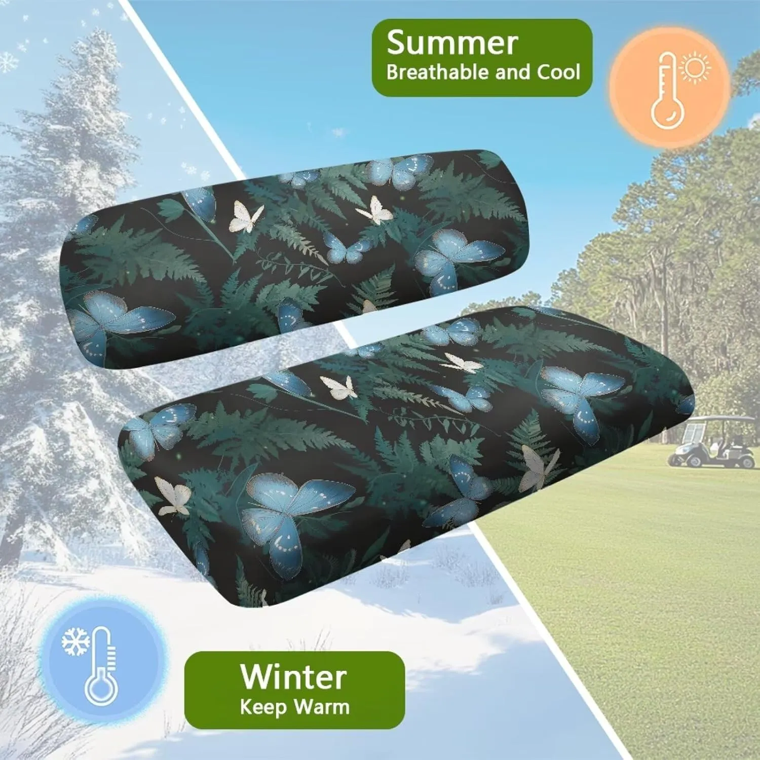 AFPANQZ Golf Cart Seat Cover - Universal Fit for Most 2-Person Golf Carts Washable Golf Cushion Protection Cover