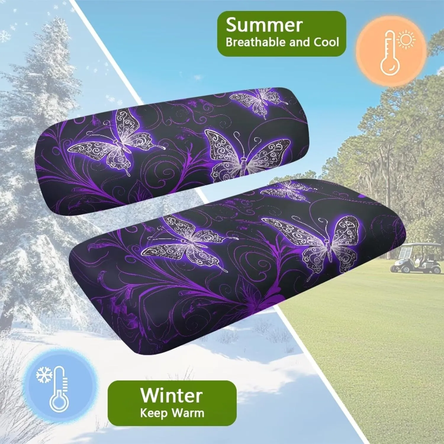 AFPANQZ Golf Cart Seat Cover - Universal Fit for Most 2-Person Golf Carts Washable Golf Cushion Protection Cover