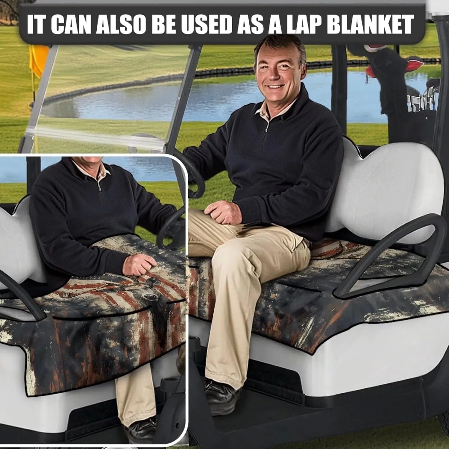 AFPANQZ Golf Cart Seat Cover with Pockets Golf Cart Seat Protecter Easy to Install Stay Cool Golf Cart Protect Cover