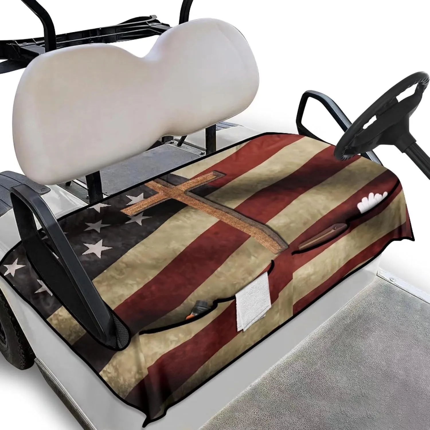 AFPANQZ Golf Cart Seat Cover with Pockets Universal Lightweight Microfiber Golf Cart Seat Blanket Washable Golf Cushion