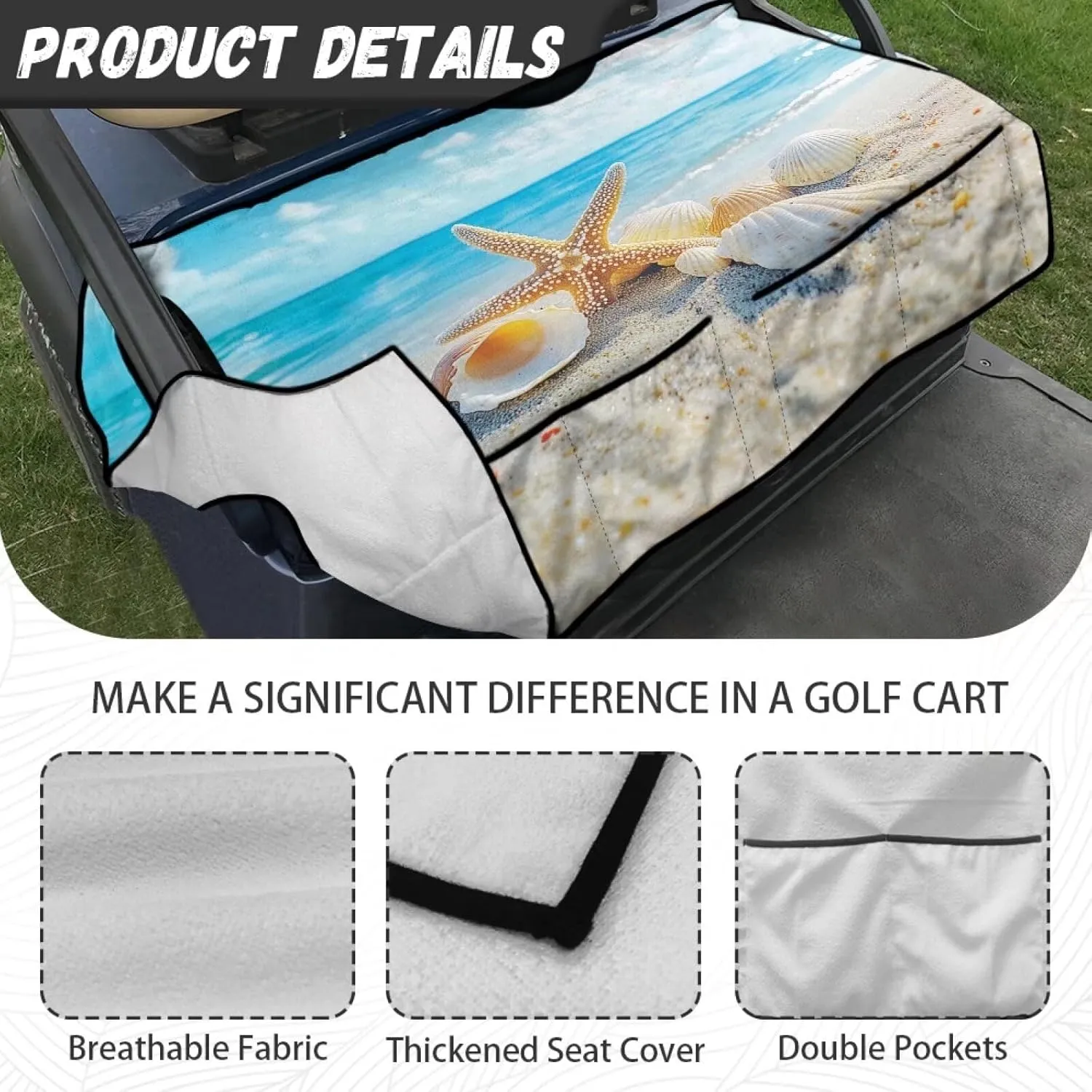 AFPANQZ Golf Seat Cover with Pockets Universal Soft Golf Cart Seat Cover Elastic Washable Golf Seat Protect Cover