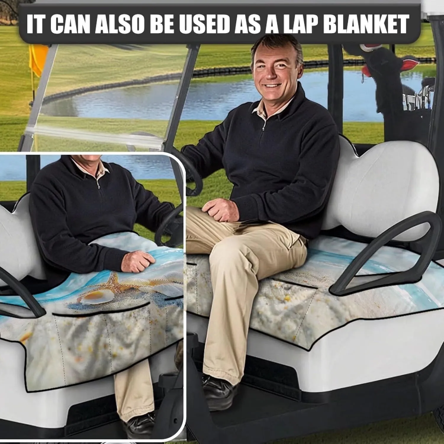 AFPANQZ Golf Seat Cover with Pockets Universal Soft Golf Cart Seat Cover Elastic Washable Golf Seat Protect Cover