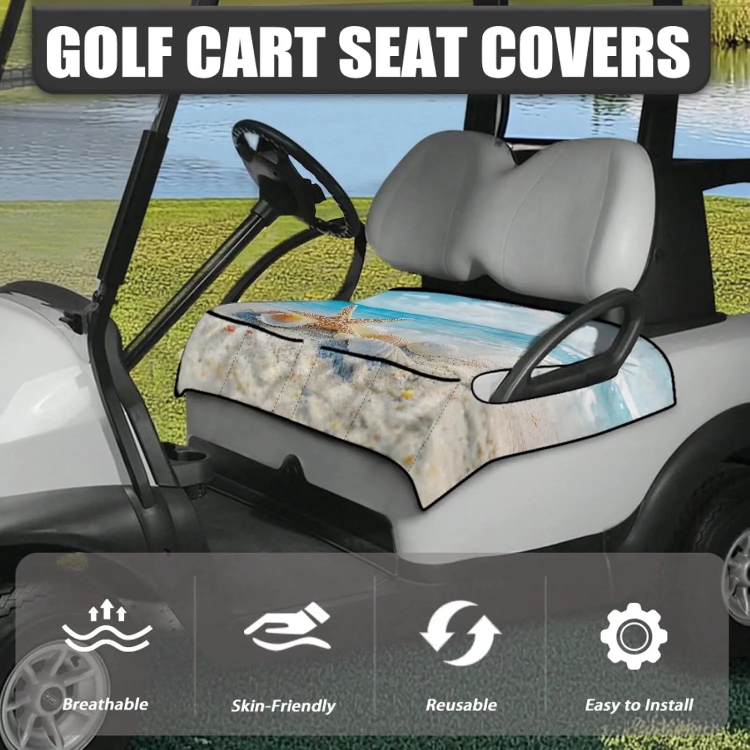 AFPANQZ Golf Seat Cover with Pockets Universal Soft Golf Cart Seat Cover Elastic Washable Golf Seat Protect Cover