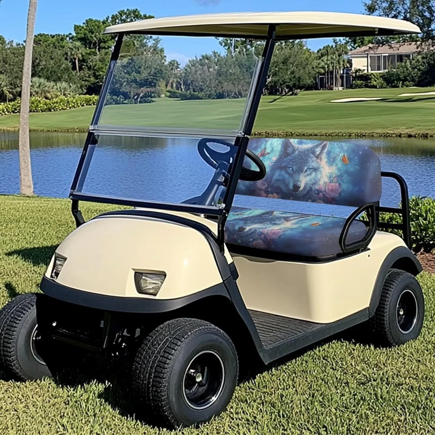 AFPANQZ Universal Golf Cart Seat Cover - Fits Most 2-Person Golf Carts Easy to Install, Club Car Decoration & Protection