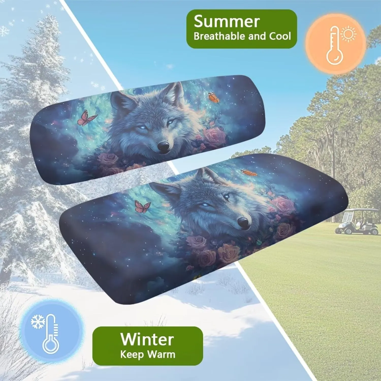 AFPANQZ Universal Golf Cart Seat Cover - Fits Most 2-Person Golf Carts Easy to Install, Club Car Decoration & Protection