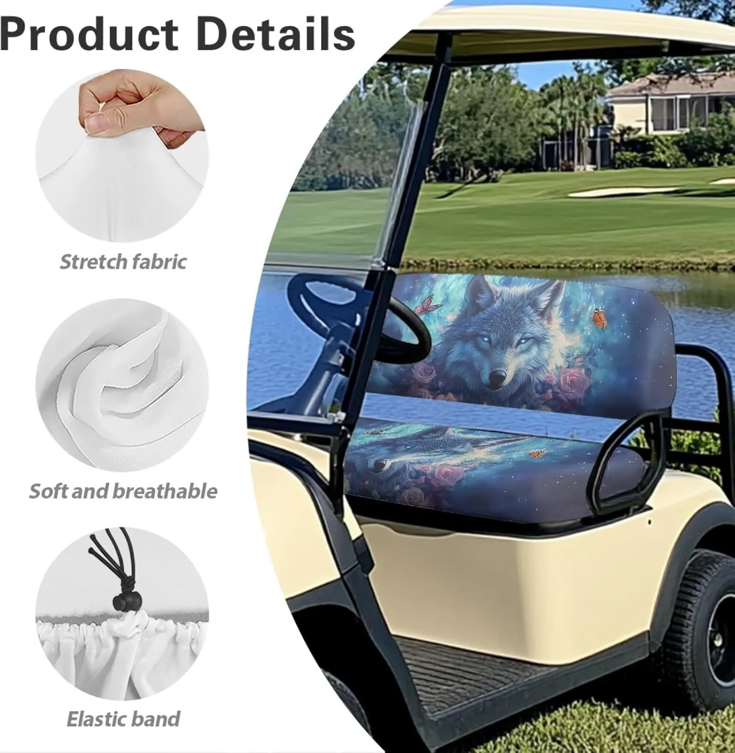 AFPANQZ Universal Golf Cart Seat Cover - Fits Most 2-Person Golf Carts Easy to Install, Club Car Decoration & Protection