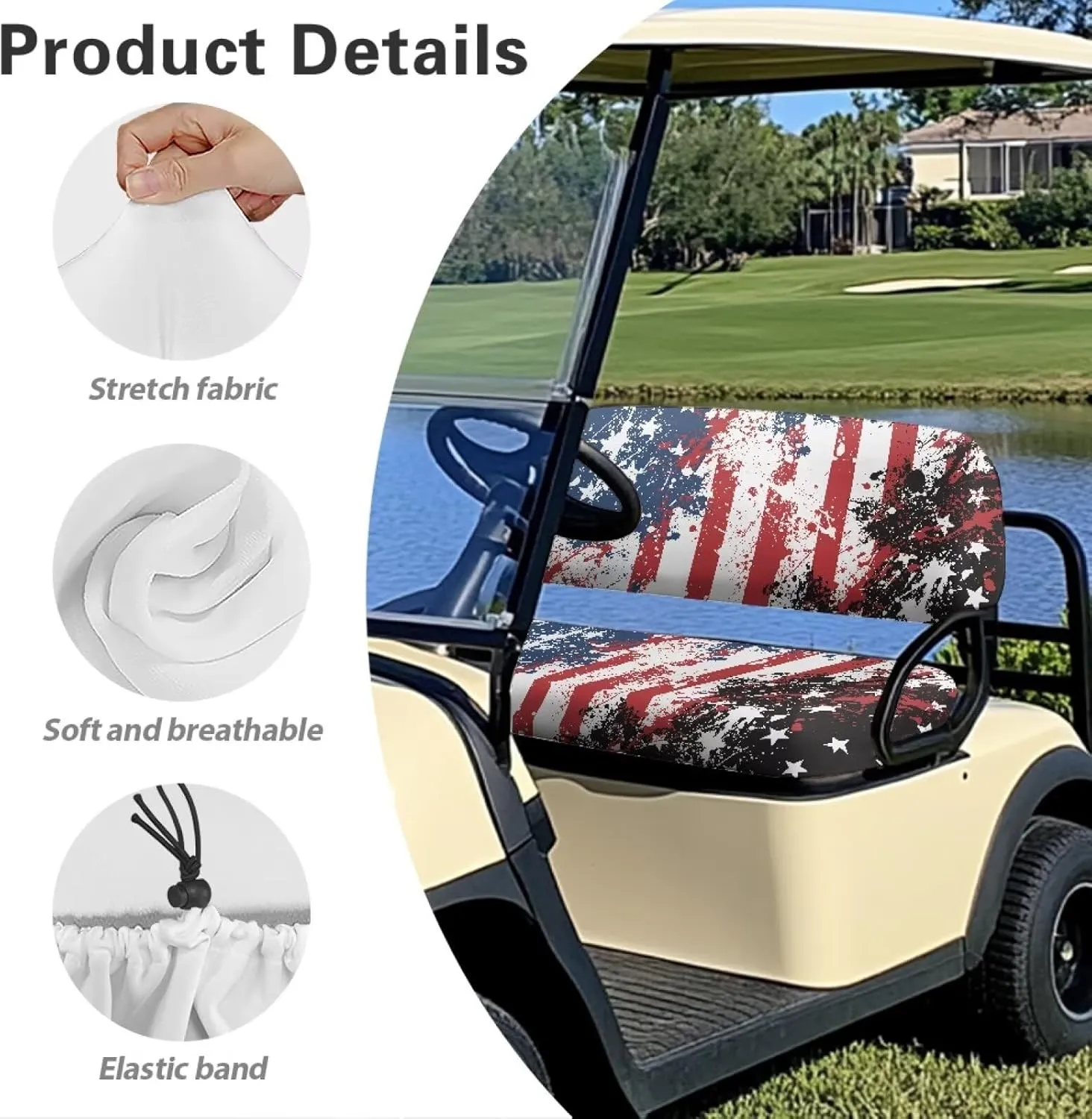 AFPANQZ Universal Golf Cart Seat Cover - Fits Most 2-Person Golf Carts Easy to Install, Club Car Decoration & Protection