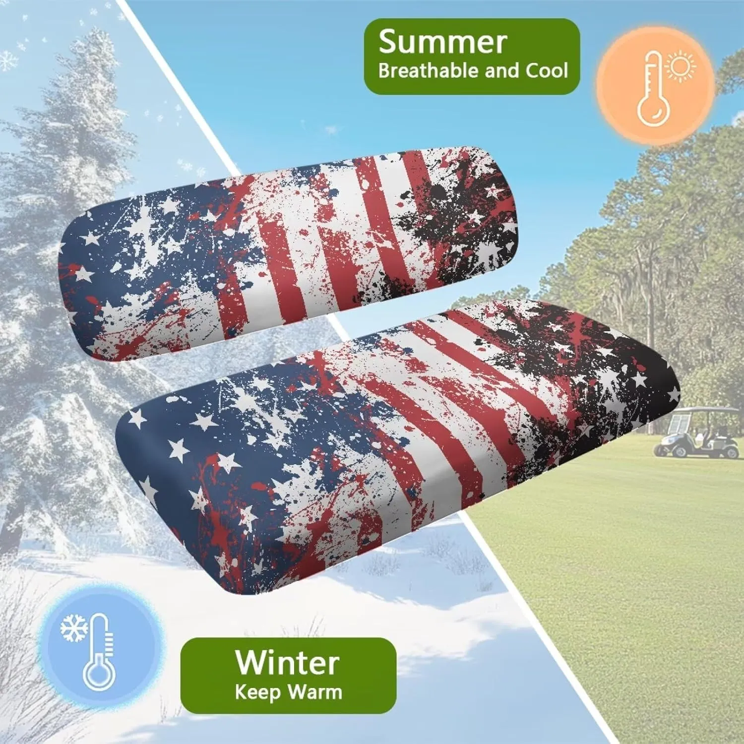 AFPANQZ Universal Golf Cart Seat Cover - Fits Most 2-Person Golf Carts Easy to Install, Club Car Decoration & Protection