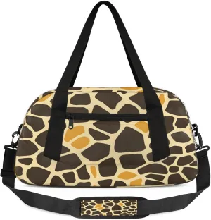 African Giraffe Kids Duffel Bag Lightweight Waterproof Sports Gym Bag with Front Zipper Pocket Foldable Weekender Overnight Bag for School Practice Gymnastic Ballet