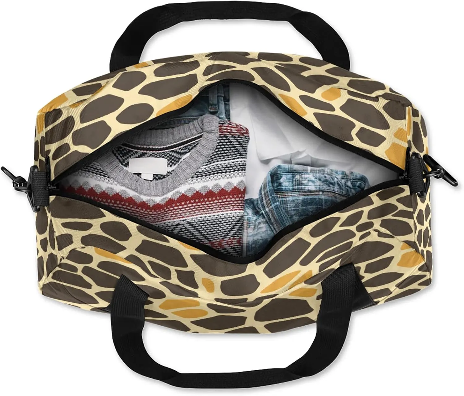 African Giraffe Kids Duffel Bag Lightweight Waterproof Sports Gym Bag with Front Zipper Pocket Foldable Weekender Overnight Bag for School Practice Gymnastic Ballet