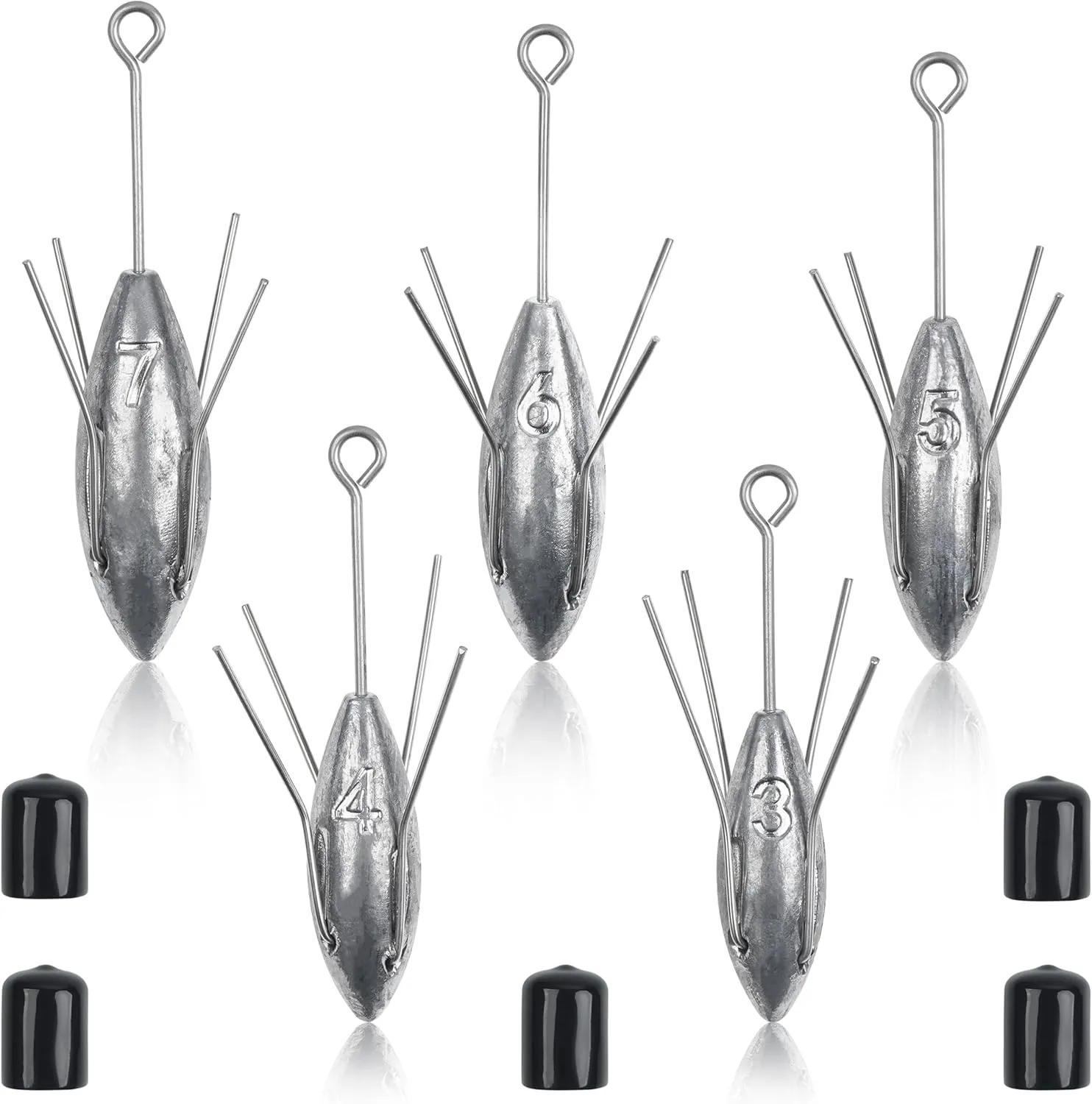 AGOOL Sputnik Sinker Fishing Weights Long Tail Fishing Equipment Surfing Casting Spider Sinkers for Saltwater Catfish Beach Sand Ocean 2/5pcs 3oz-7oz