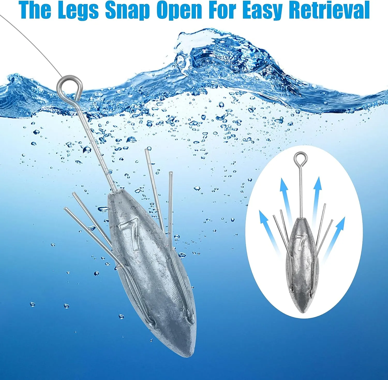 AGOOL Sputnik Sinker Fishing Weights Long Tail Fishing Equipment Surfing Casting Spider Sinkers for Saltwater Catfish Beach Sand Ocean 2/5pcs 3oz-7oz