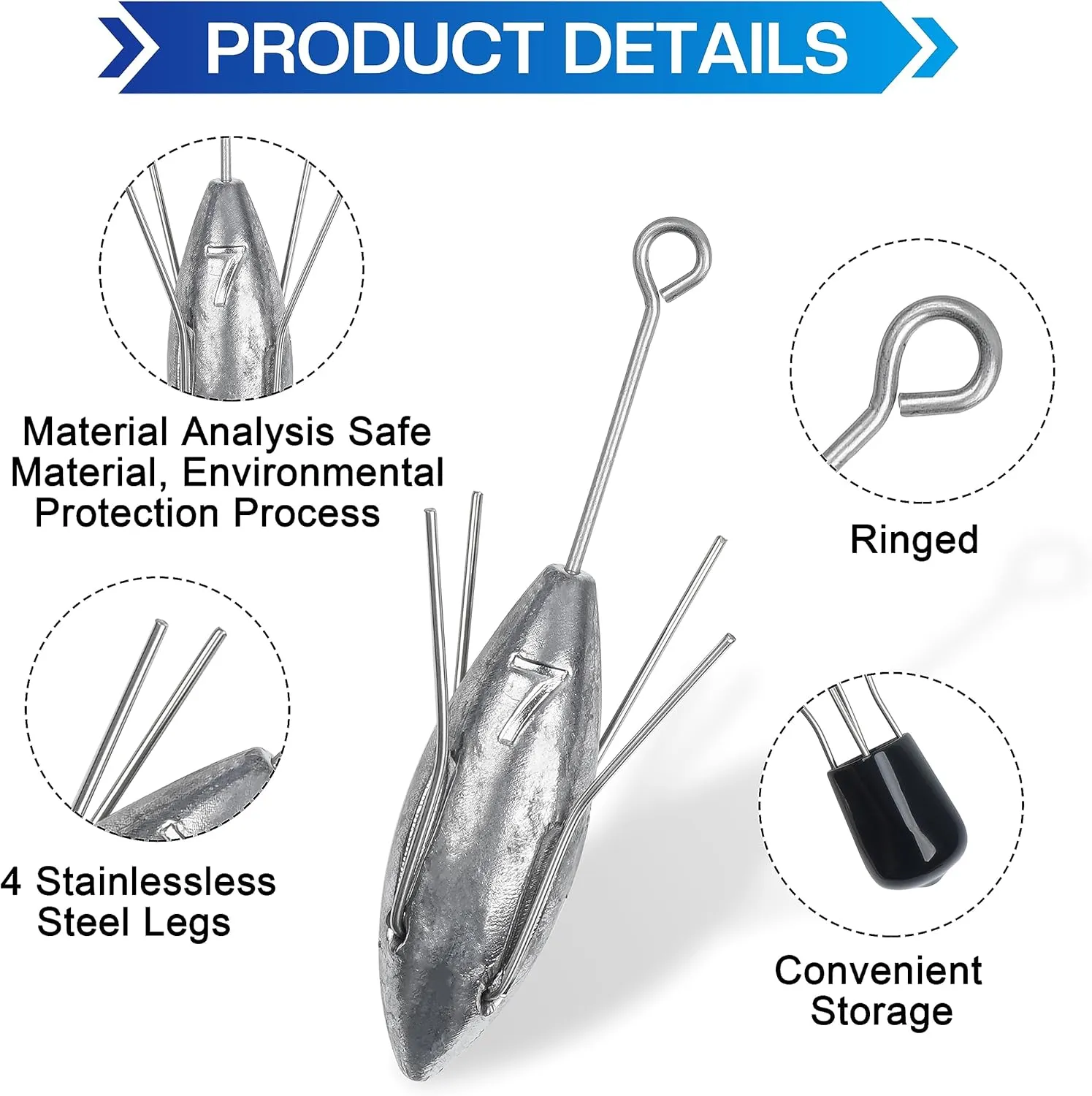 AGOOL Sputnik Sinker Fishing Weights Long Tail Fishing Equipment Surfing Casting Spider Sinkers for Saltwater Catfish Beach Sand Ocean 2/5pcs 3oz-7oz