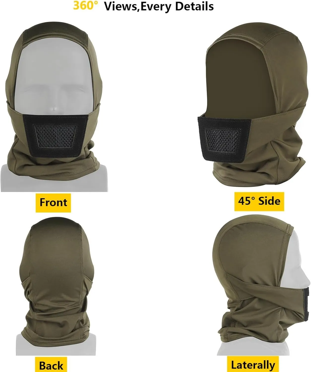 Airsoft Balaclava Mesh Mask,Ninja Tactical Mask with Breathable Mouth Guard for Outdoor