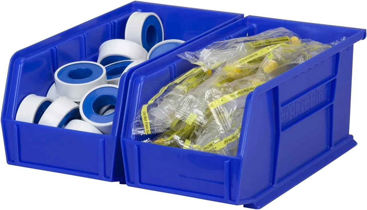 Akro-Mils 30230 AkroBins Plastic Storage Bins, Space-Saving Stackable Bins for Garage, Pantry, Craft Organization, 11-Inch x 5-Inch x 5-Inch, Blue, 12-Pack