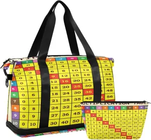 ALAZA Education Multiplication Table Template Travel Duffel Bag for Women Men Sports Gym Bag with Shoe Compartment Tote Weekender Overnight Bag with Wet Pocket for Travel, Gym,Yoga,Swimming
